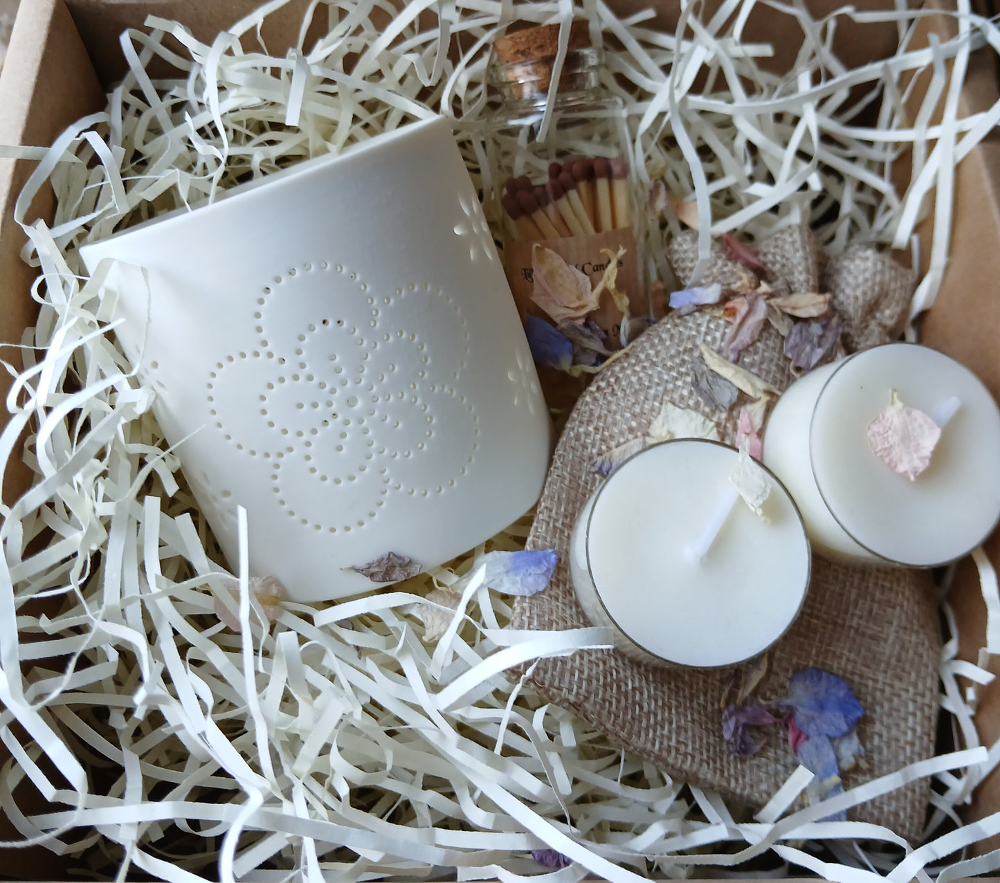 Ceramic Flower Tealight Holder Gift Set