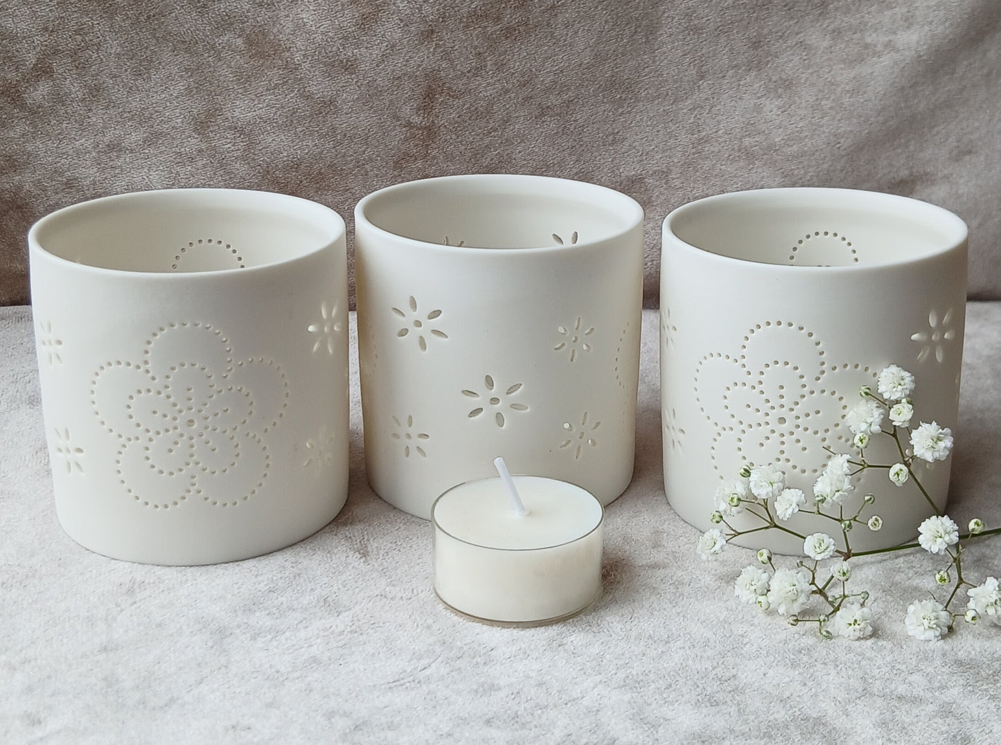 Ceramic Flower Tealight Holder Gift Set