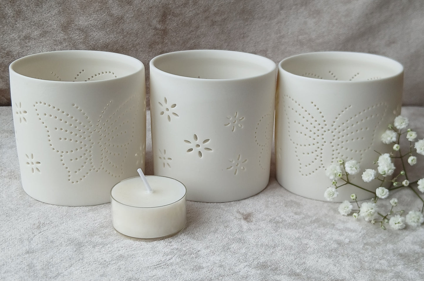 Ceramic Butterfly Tealight Holder Gift Set