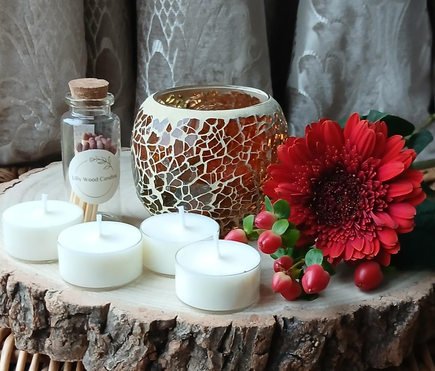Free Delivery! Brown Crackle Glass Tealight Holder Gift Box