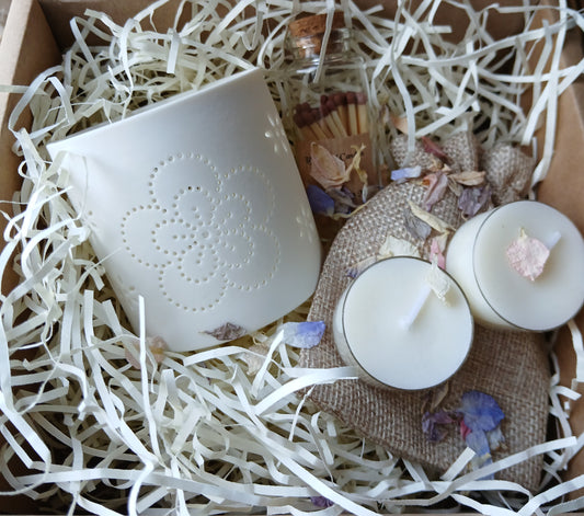 Ceramic Flower Tealight Holder Gift Set