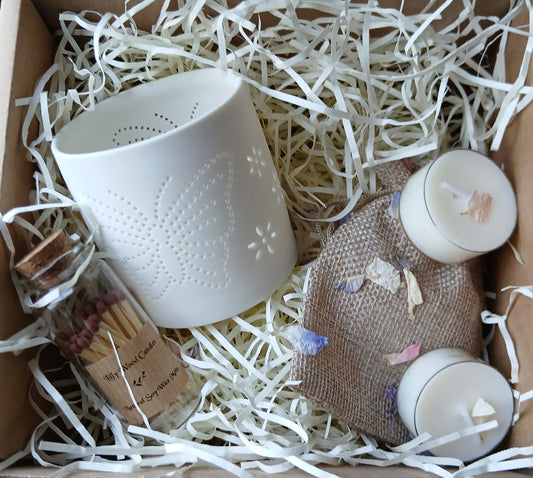 Ceramic Butterfly Tealight Holder Gift Set