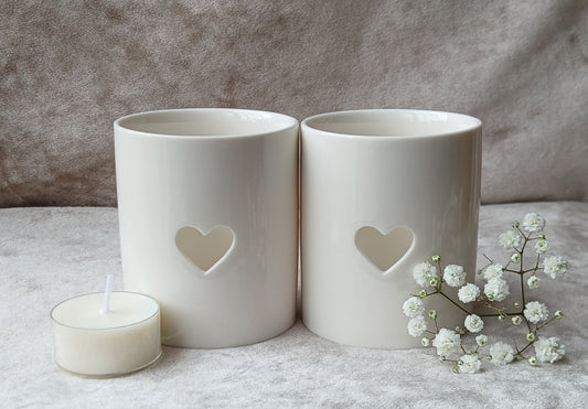 Ceramic Single Heart Tealight Holder Gift Set