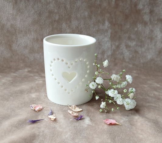 Ceramic Dotted Heart Tealight Holder Gift Set