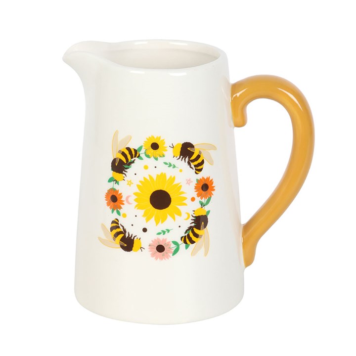 Summer Bee and Sunflower Ceramic Flower Jug