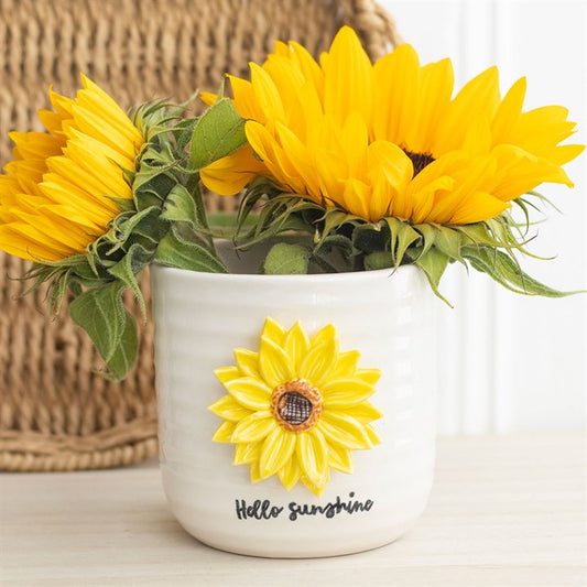 Hello Sunshine Plant Pot with 3D Sunflower