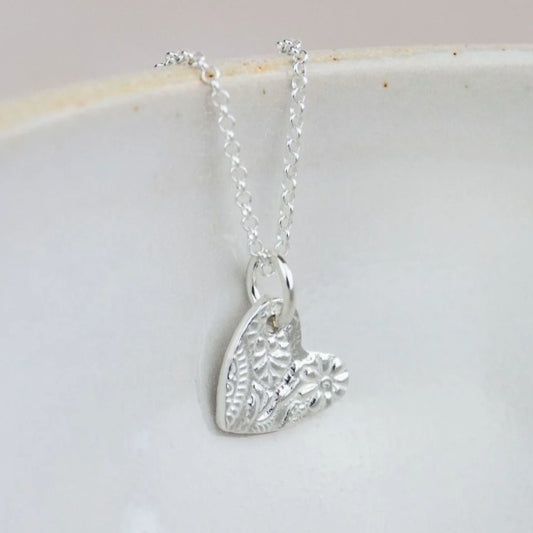Sterling Silver Small Textured Heart Pendant