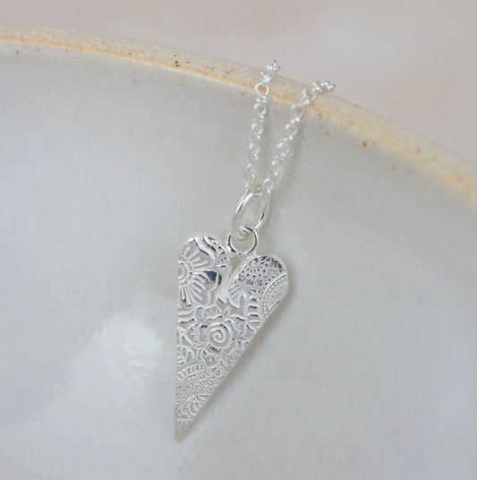 Sterling Silver Long Heart Charm Pendant