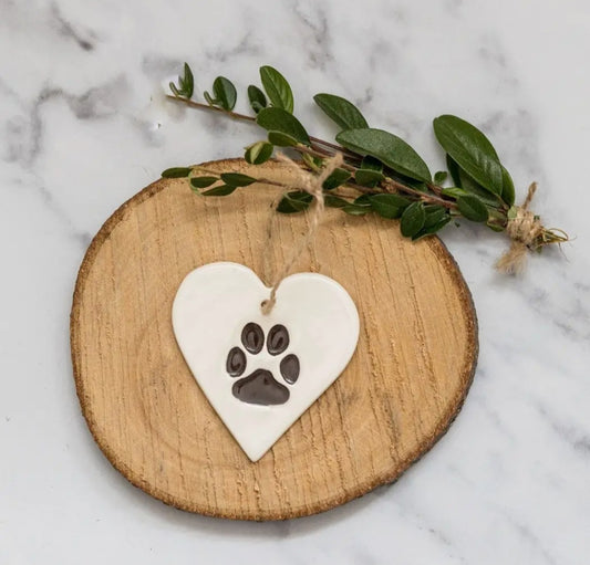 Dog Paw - Ceramic Handmade Heart
