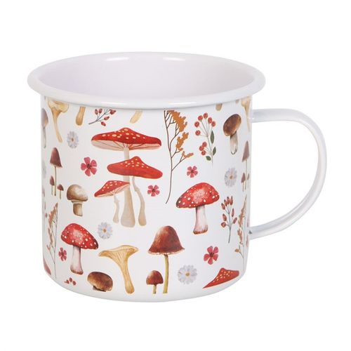 All Over Mushroom Print Enamel Mug